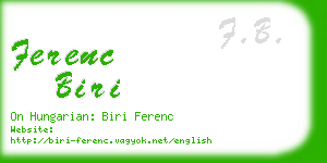 ferenc biri business card